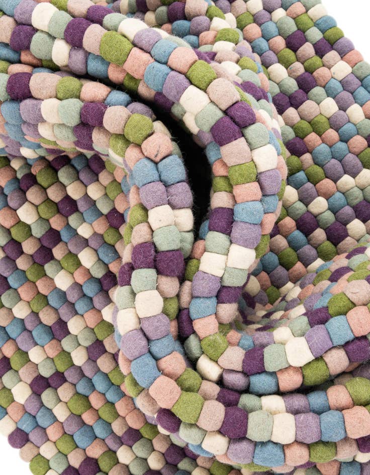 Detail image of  7' 10 x 7' 10  Hand Woven Felt Ball Wool Square Rug