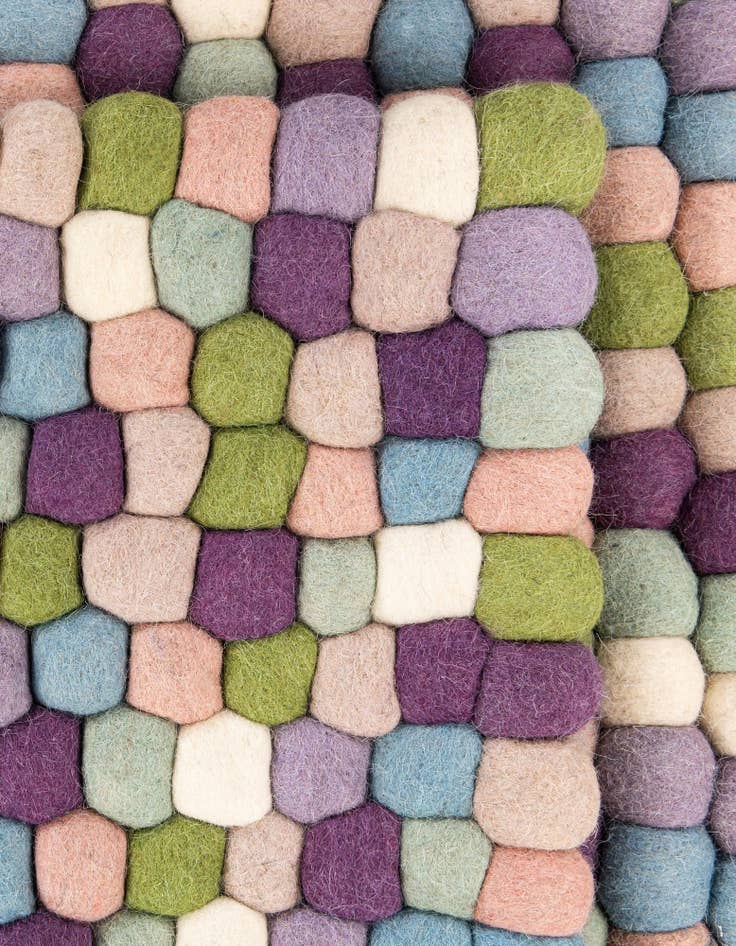Detail image of  7' 10 x 7' 10  Hand Woven Felt Ball Wool Square Rug