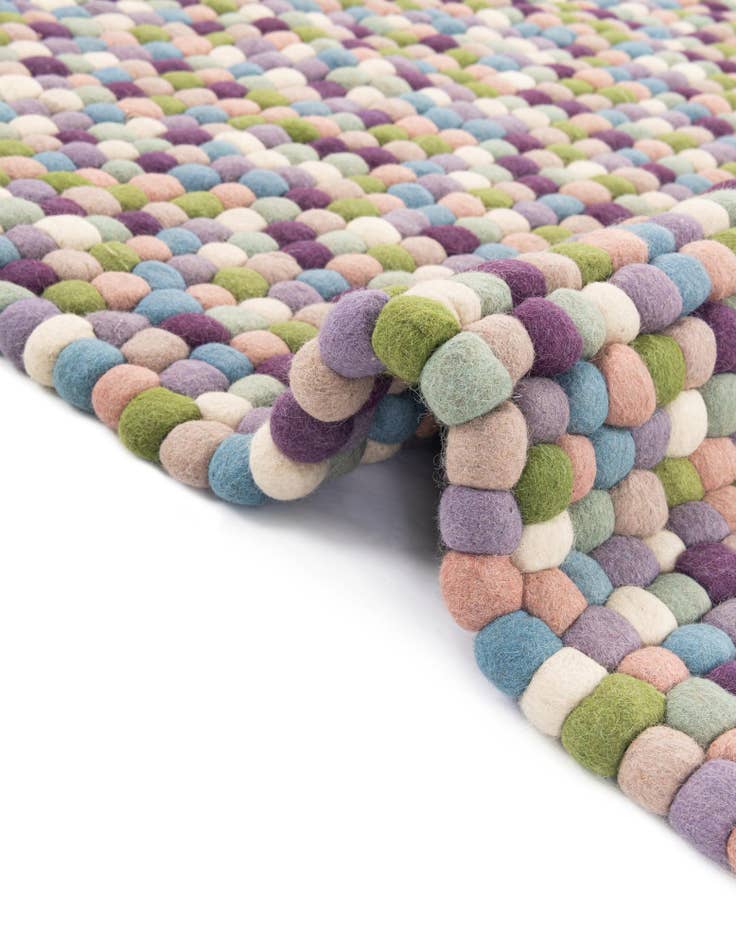 Detail image of  7' 10 x 7' 10  Hand Woven Felt Ball Wool Square Rug