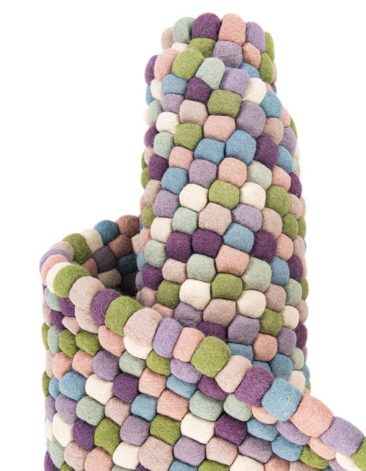 Detail image of  7' 10 x 7' 10  Hand Woven Felt Ball Wool Square Rug