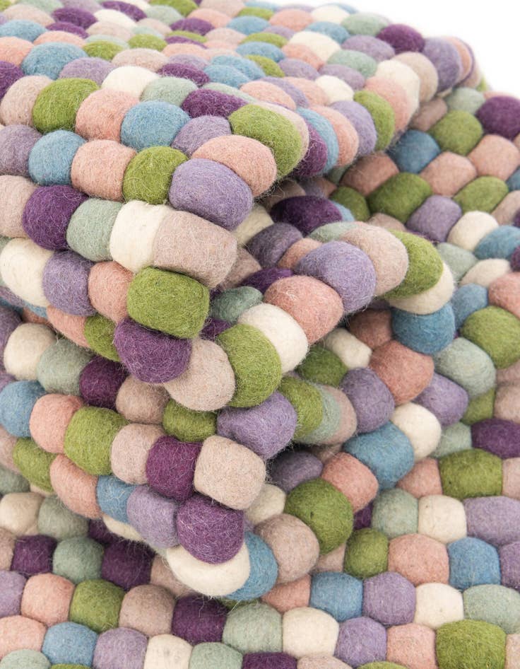 Detail image of  7' 10 x 7' 10  Hand Woven Felt Ball Wool Square Rug