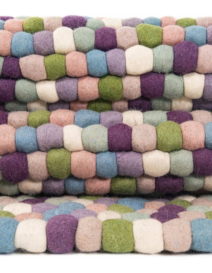 Detail image of  7' 10 x 7' 10  Hand Woven Felt Ball Wool Square Rug