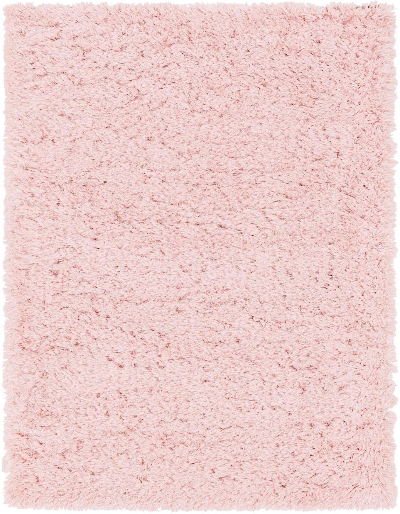 A plush, rectangular 4x6 pink shag rug with a textured pile, perfect for a cozy bedroom or living room.