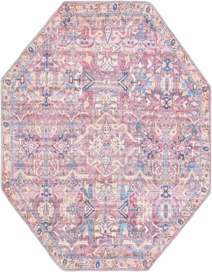  5' 3 x 5' 3  Washable Nostalgia Octagon Rug