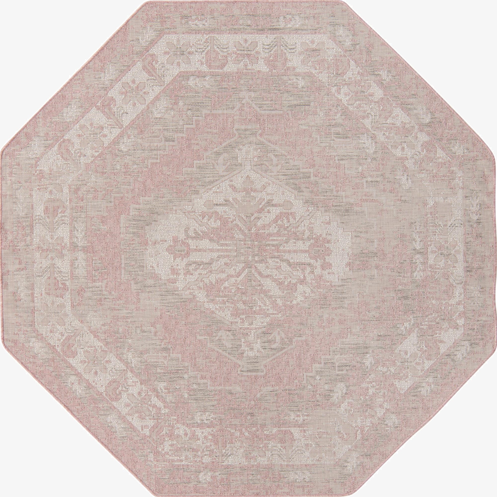  7' 10 x 7' 10  Washable Traditional Indoor / Outdoor Octagon Rug