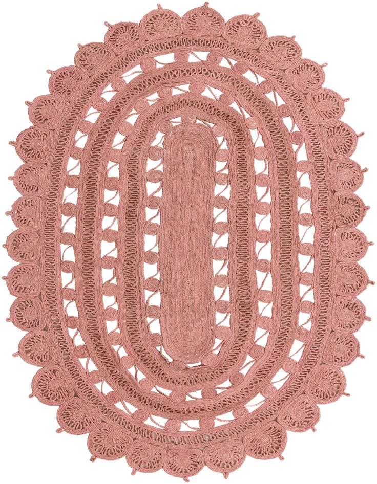 Detail image of  5' 1 x 8'  Hand Braided Jute Oval Rug