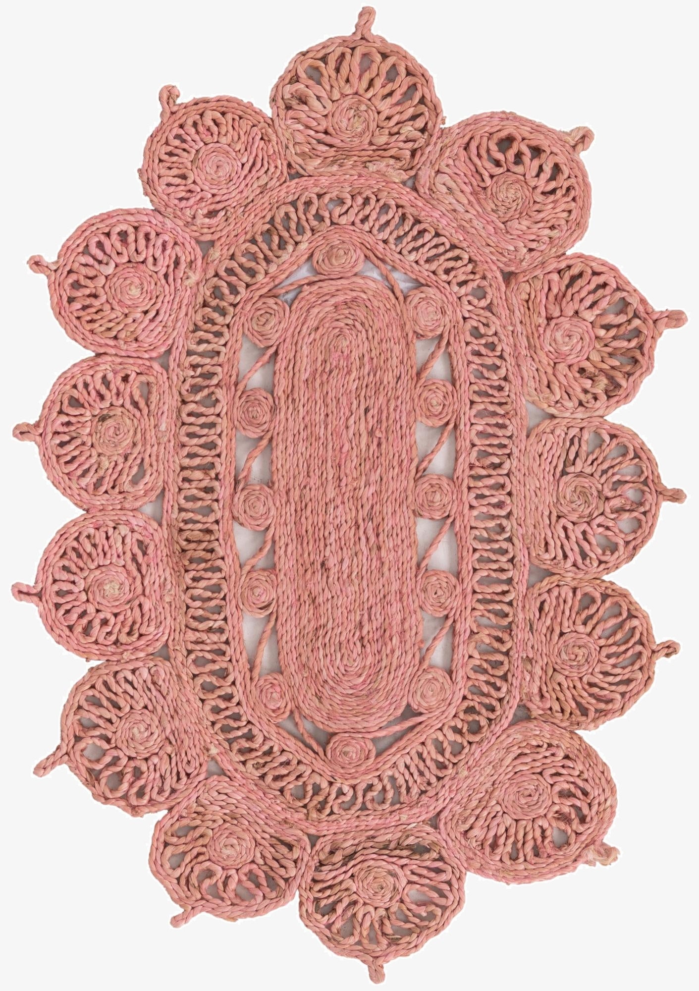  2' x 3' 1  Hand Braided Jute Oval Rug