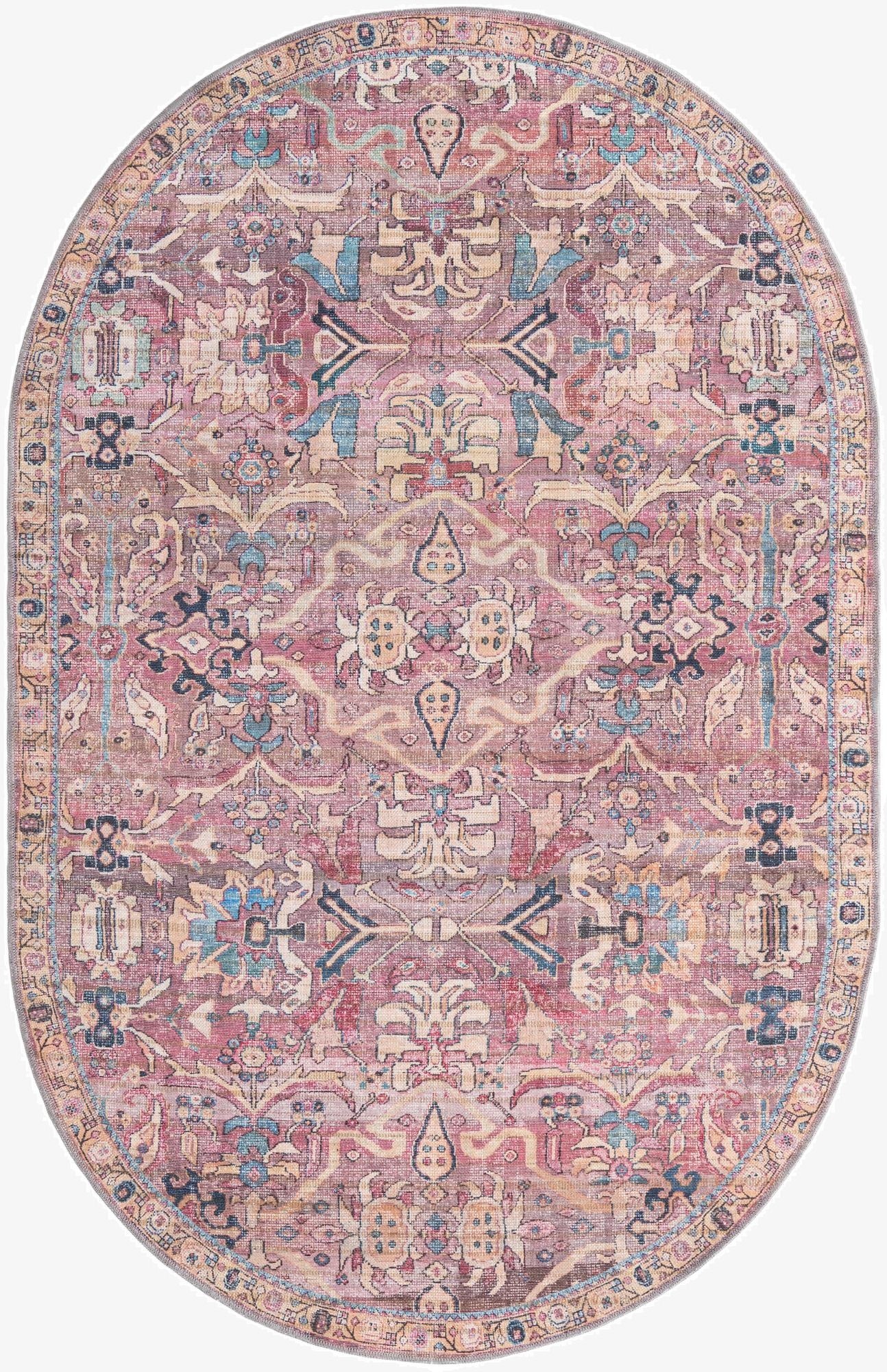  5' 3 x 8'  Washable Nostalgia Oval Rug