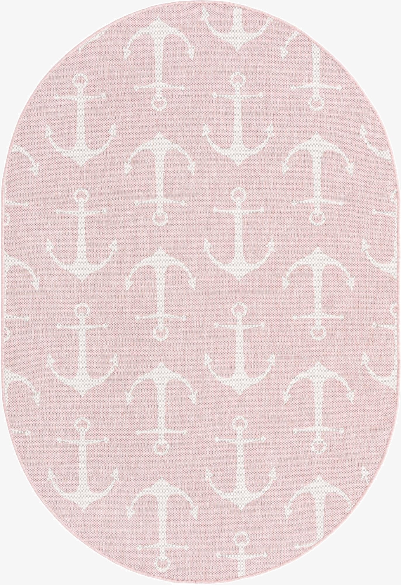  5' 3 x 8'  Washable Coastal Indoor / Outdoor Oval Rug