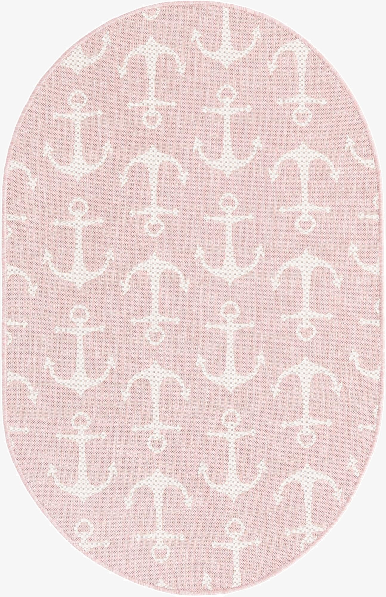  3' x 5' 3  Washable Coastal Indoor / Outdoor Oval Rug