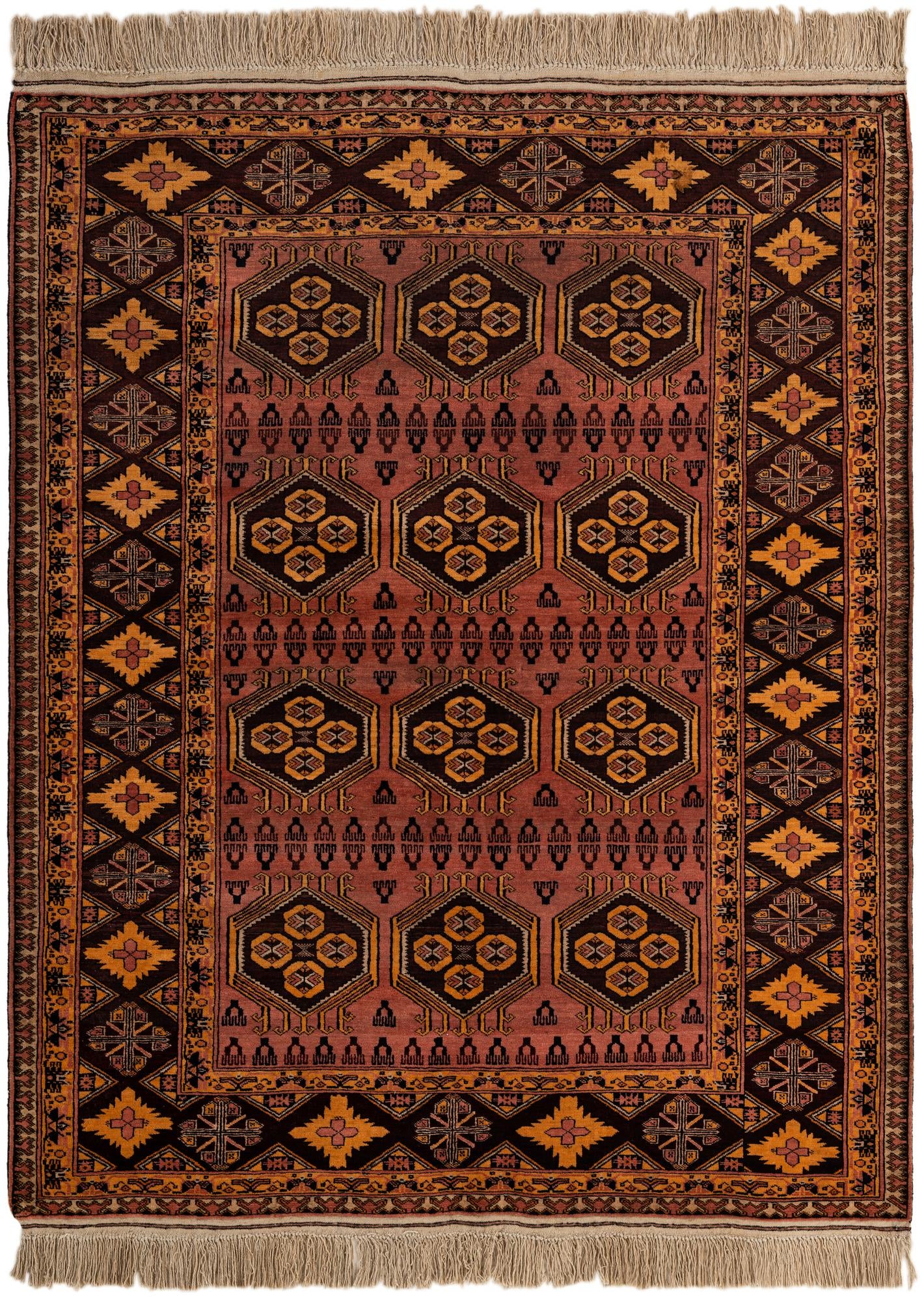  4' 11 x 6' 4  Hand Knotted Anatolian Oriental Wool Rug