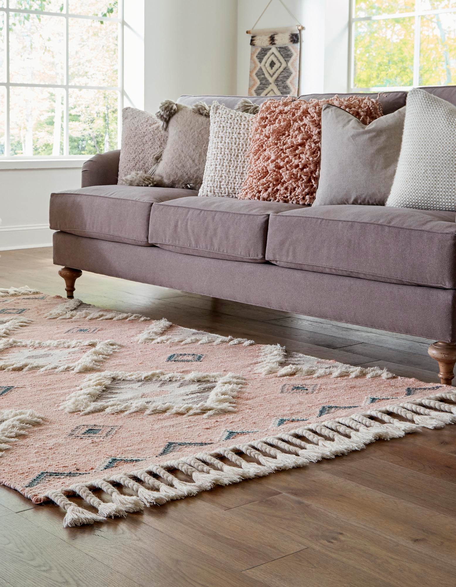Pink 9' x 12' 2 Hand Woven Arizona Wool Rug | Rugs.com