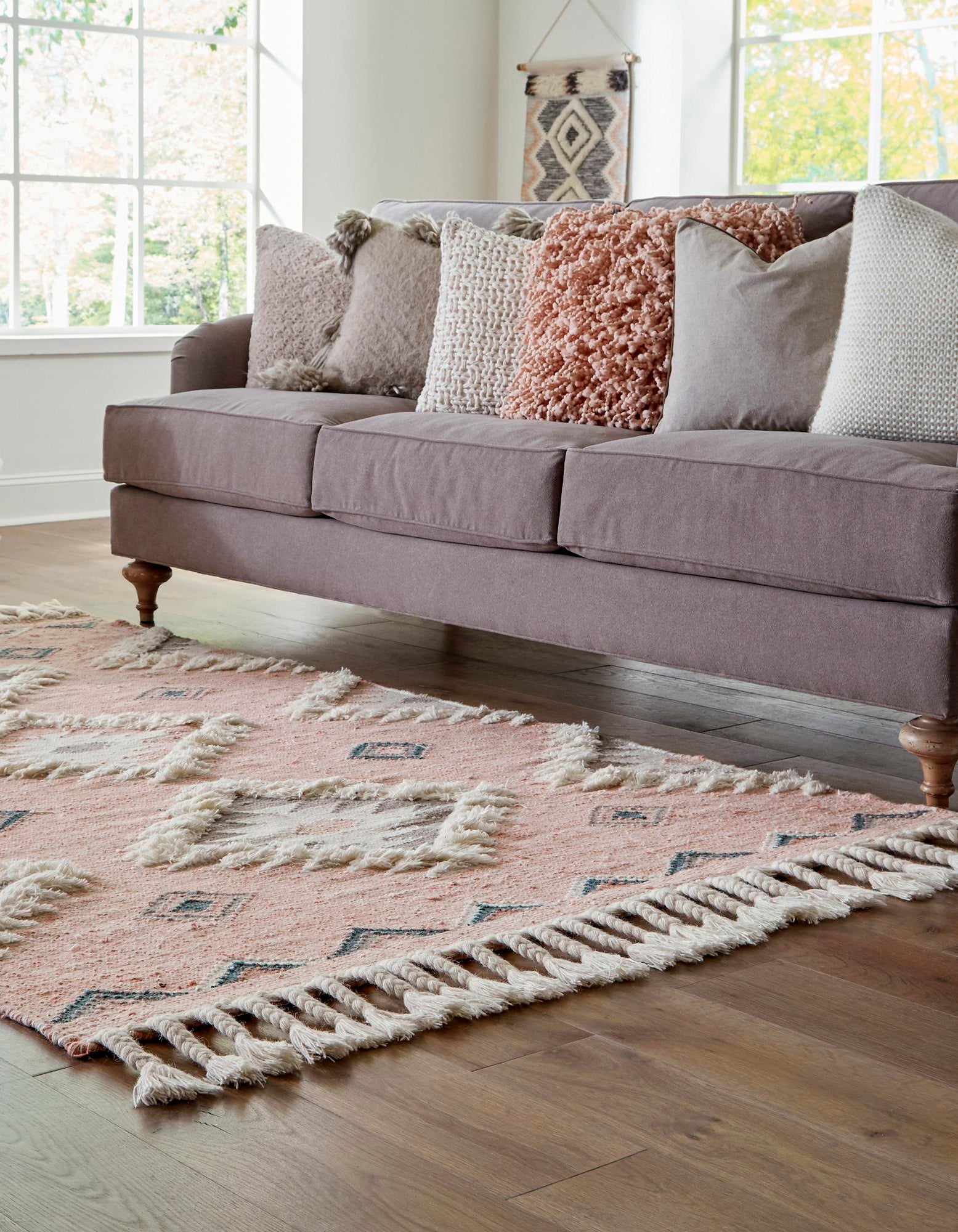 Pink 9' x 12' 2 Hand Woven Arizona Wool Rug | Rugs.com