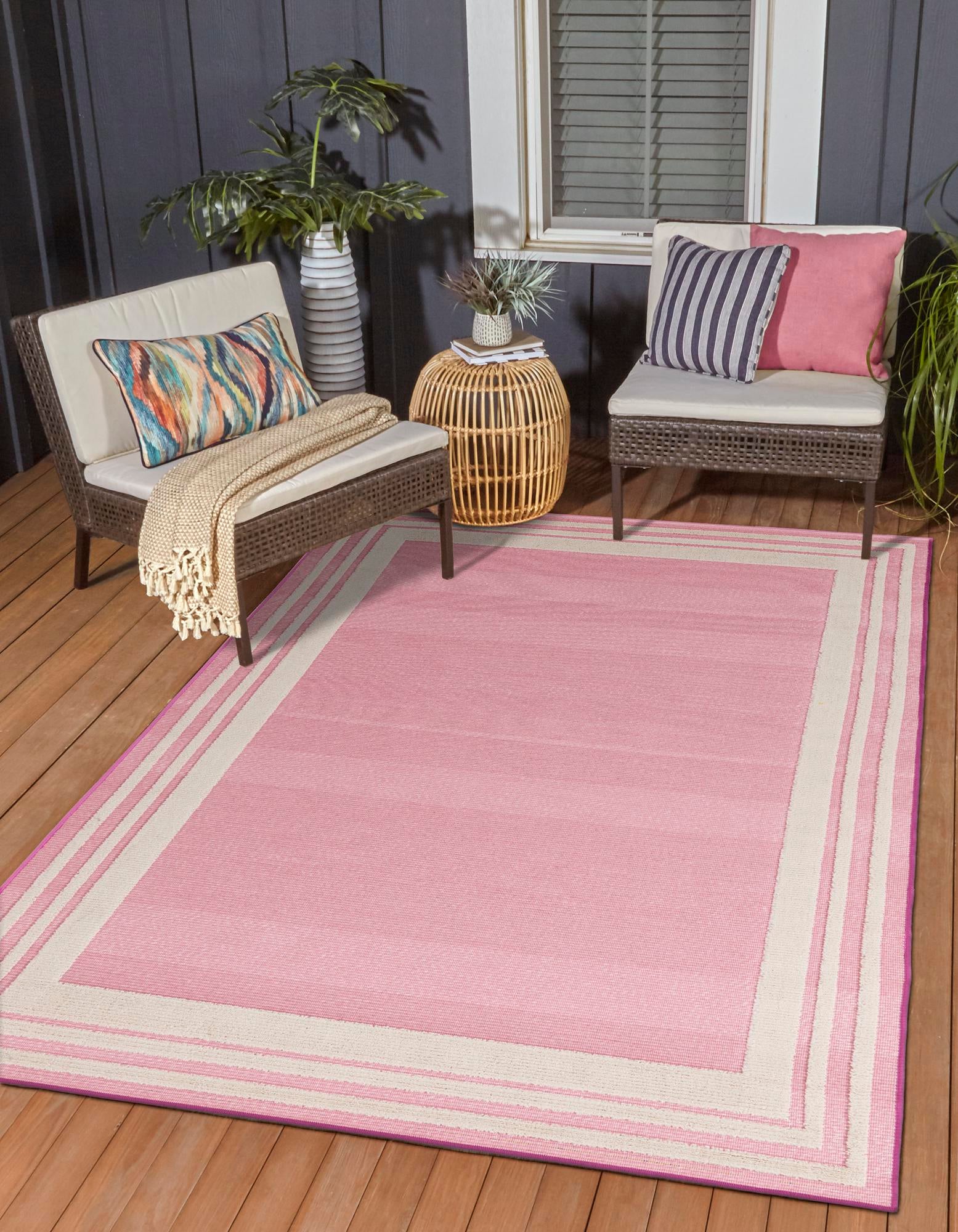 Pink 5' 3 x 8' Aruba Indoor / Outdoor Rug | Rugs.com