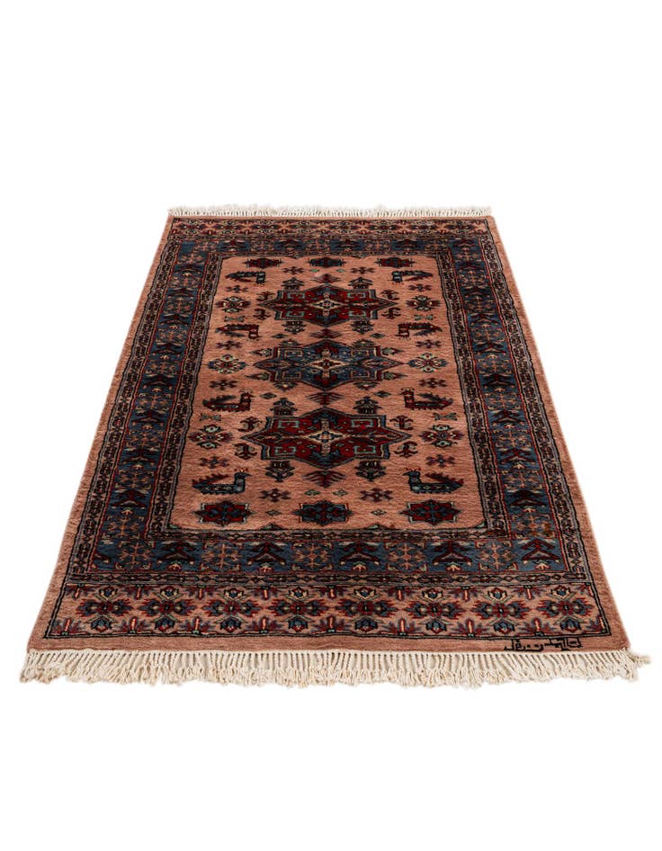 Detail image of  3' 2 x 5' 2  Hand Knotted Bokhara Oriental Wool Rug