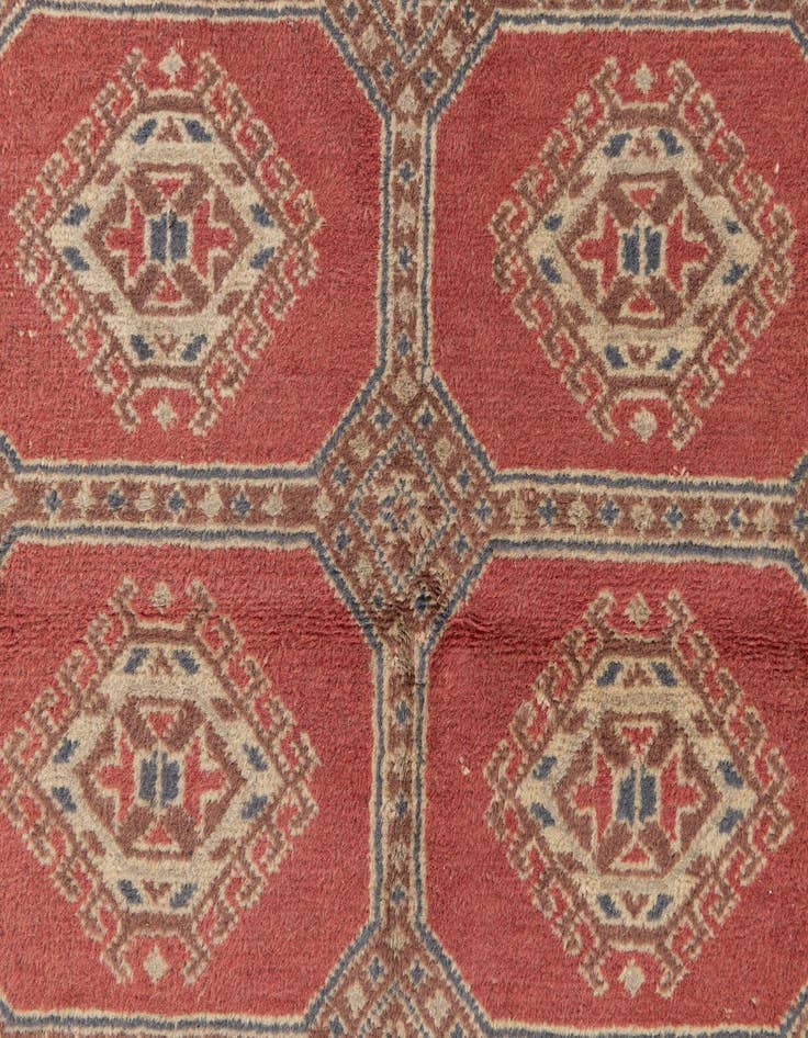 Detail image of  3' 4 x 4' 11  Hand Knotted Bokhara Oriental Wool Rug