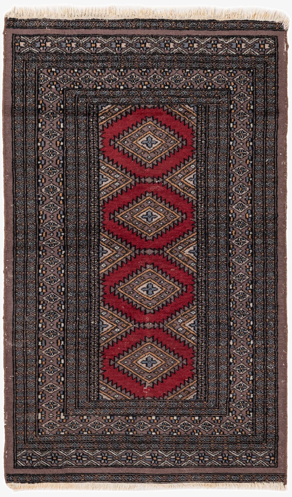  2' 7 x 4' 3  Hand Knotted Bokhara Oriental Wool Rug