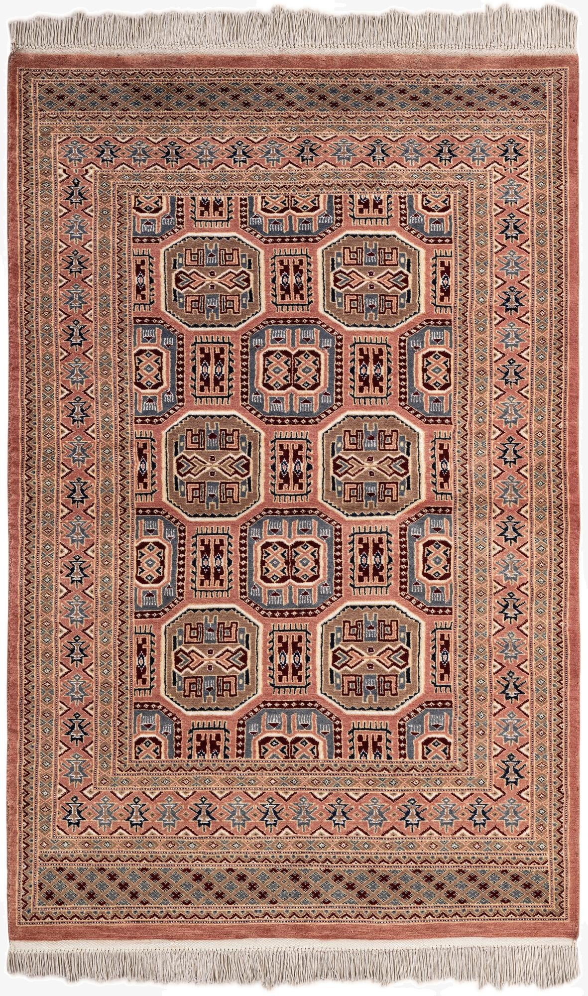  4' 2 x 6' 6  Hand Knotted Bokhara Rug