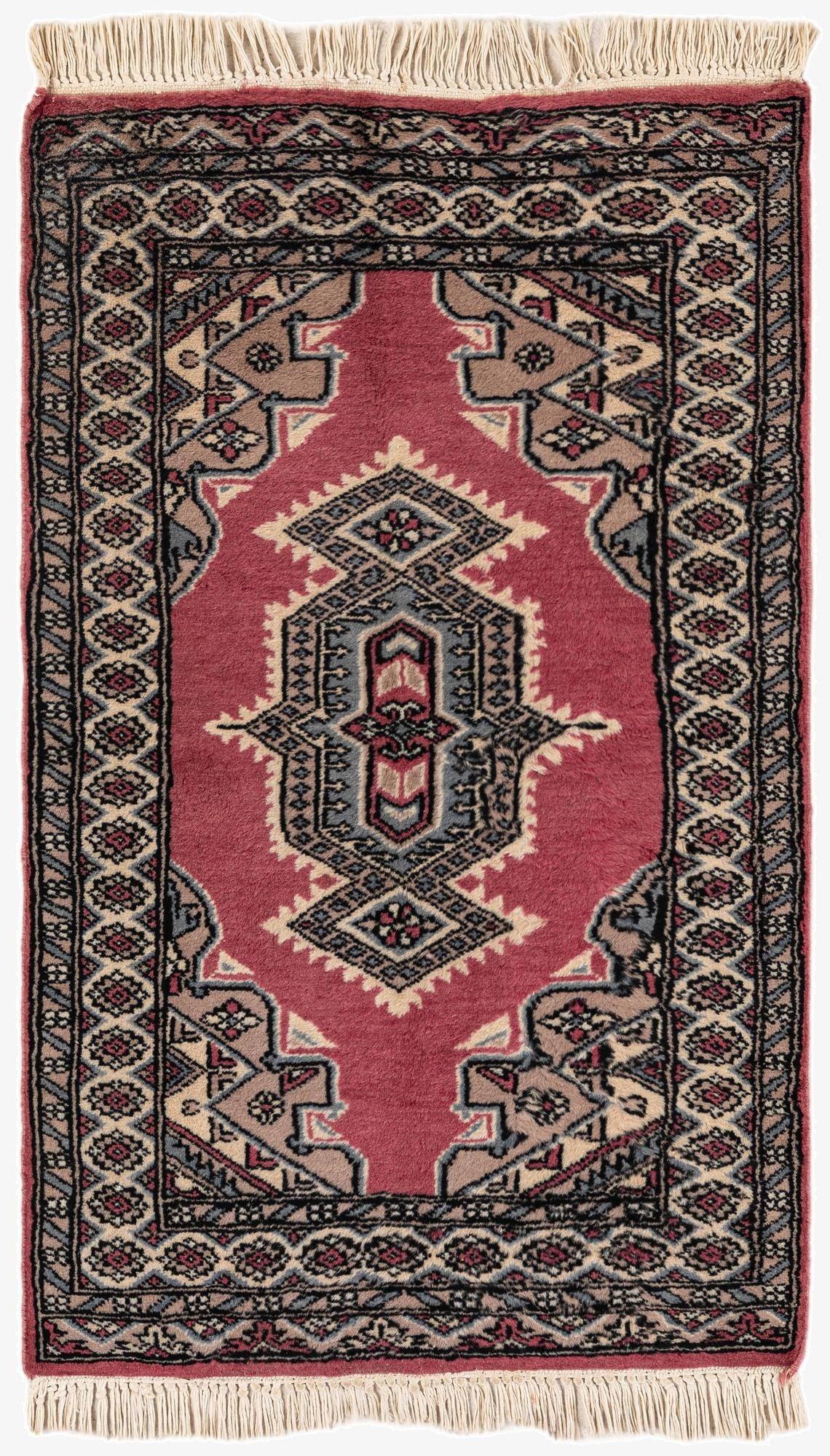  2' 1 x 3' 4  Hand Knotted Bokhara Oriental Wool Rug
