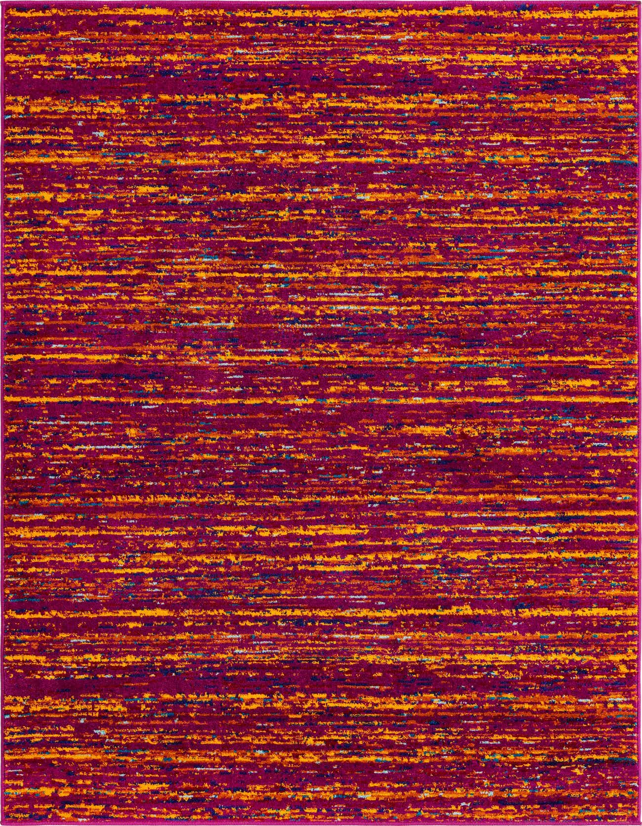 A 4x6 rectangular Calypso rug featuring a modern eclectic pattern with vibrant pinks and horizontal streaks of orange, yellow, and blue.