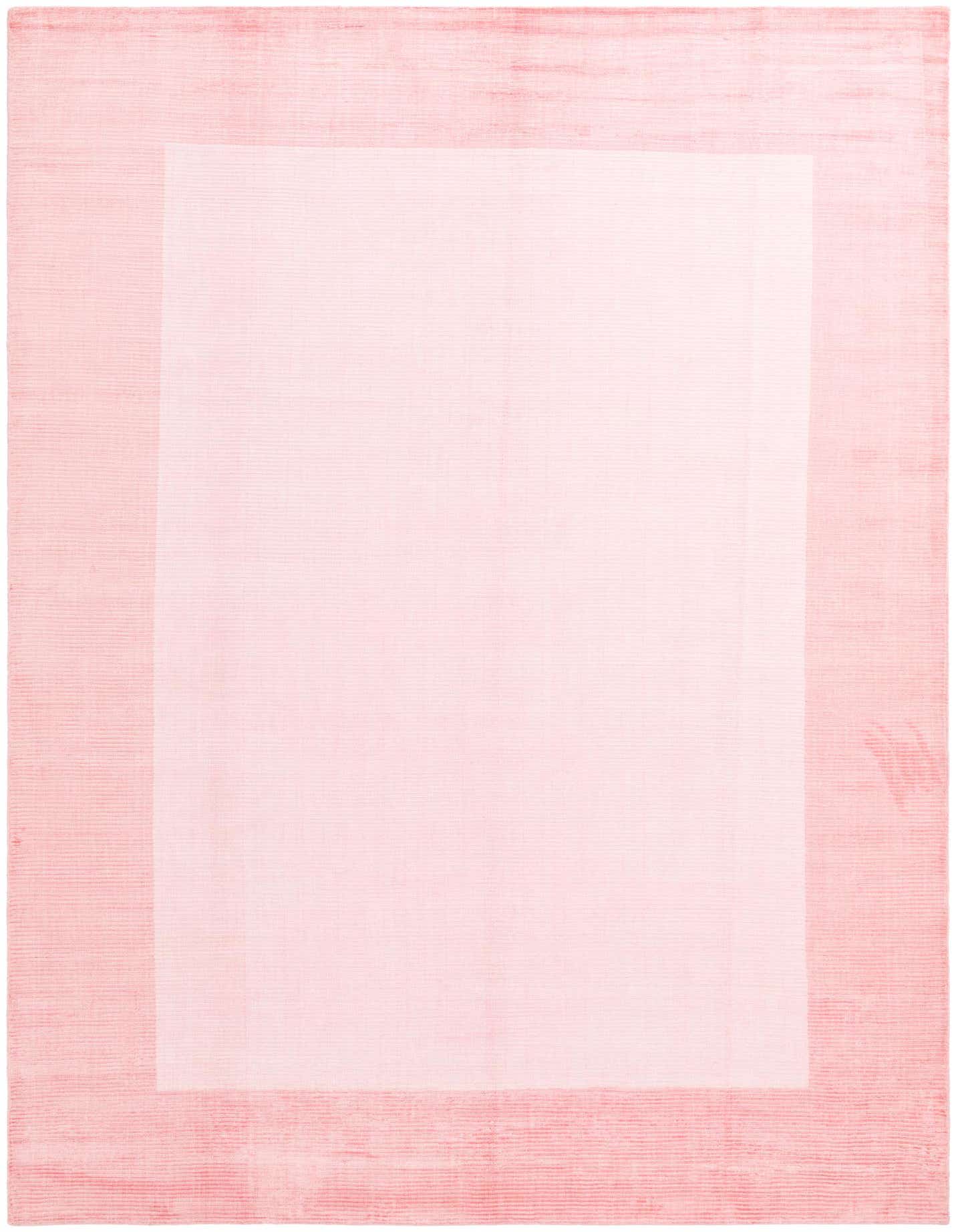 A rectangular 8x11 Darya rug in varying shades of pink, featuring a modern border design, suitable for a living room.