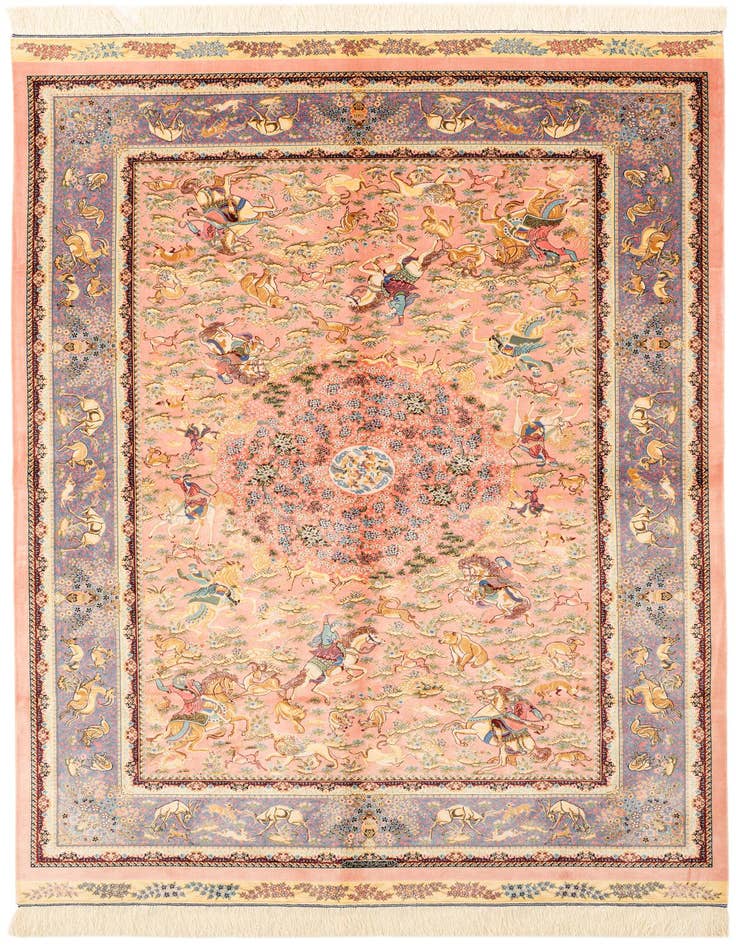 Detail image of  4' 9 x 7' 5 Ghom Design Rug