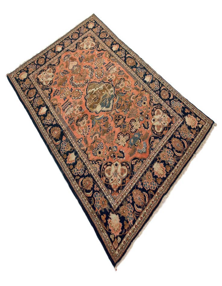 Detail image of  4' 3 x 6' 6  Hand Knotted Kashan Persian Wool Rug