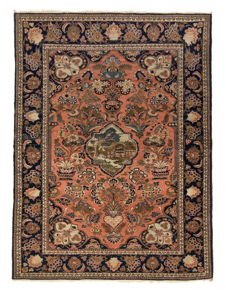 Detail image of  4' 3 x 6' 6  Hand Knotted Kashan Persian Wool Rug