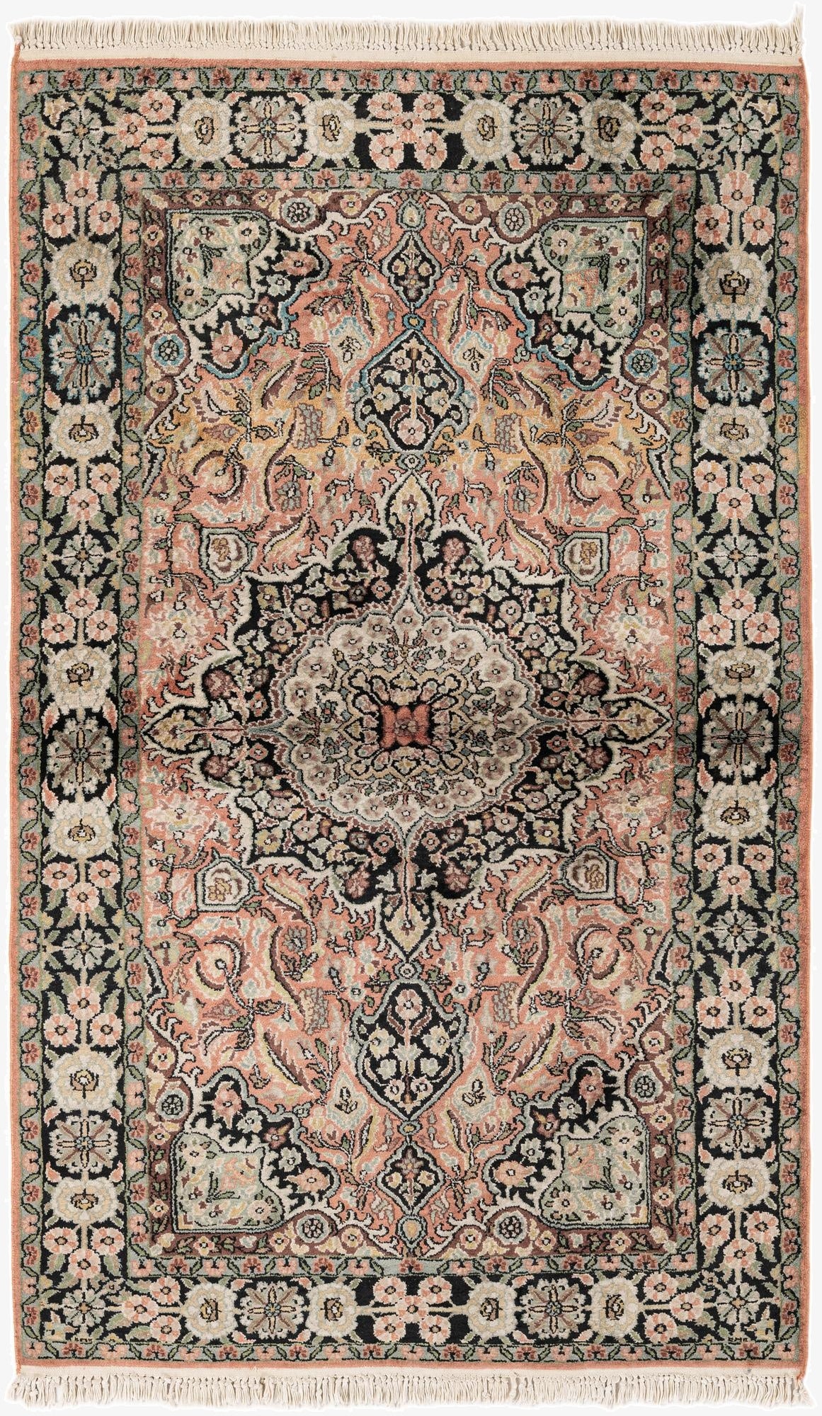  3' 1 x 5' 2  Hand Knotted Kashmir Oriental Rug