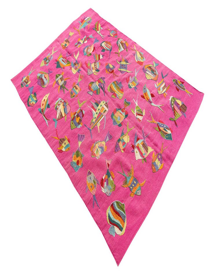 Detail image of  4' 2 x 5' 8  Hand Woven Kilim Suzani Wool Rug