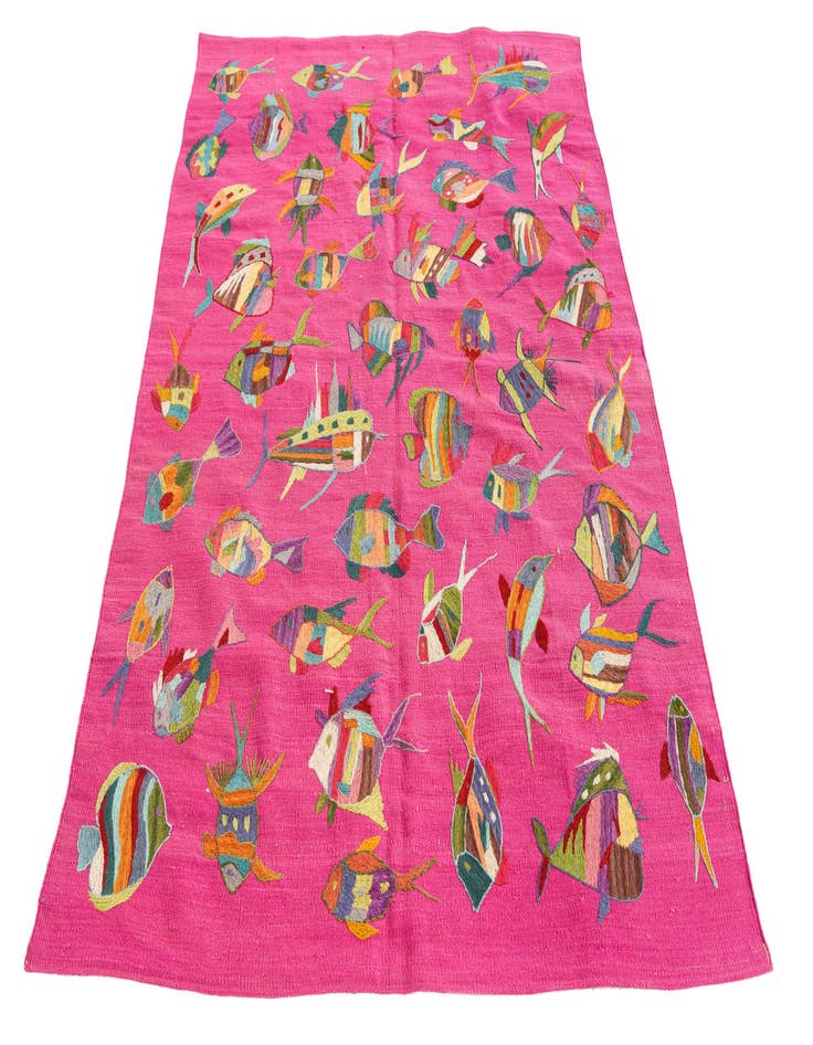 Detail image of  4' 2 x 5' 8  Hand Woven Kilim Suzani Wool Rug