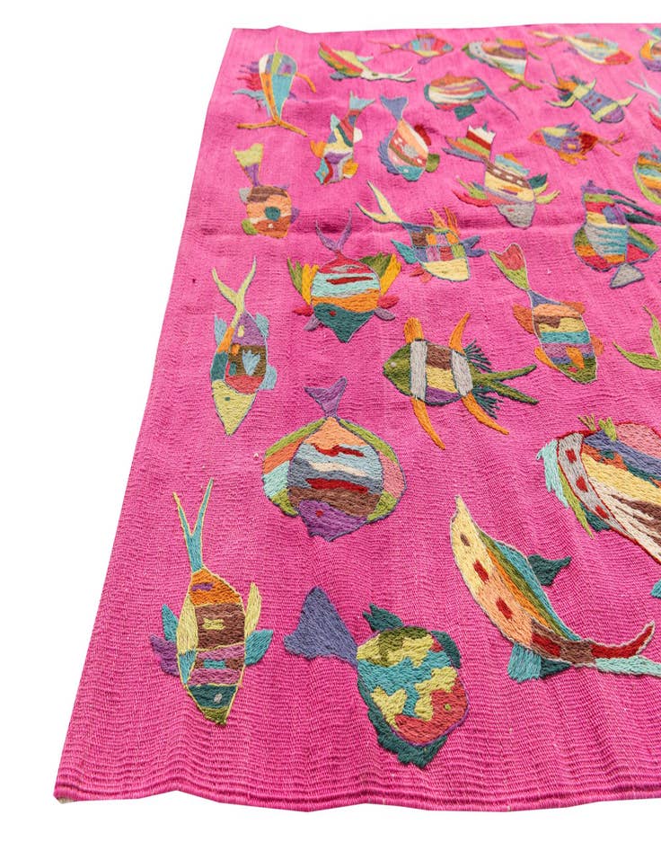 Detail image of  4' 2 x 5' 8  Hand Woven Kilim Suzani Wool Rug