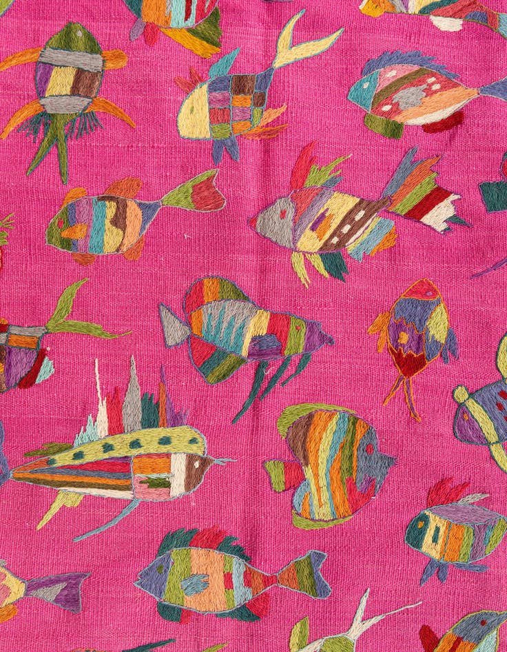 Detail image of  4' 2 x 5' 8  Hand Woven Kilim Suzani Wool Rug