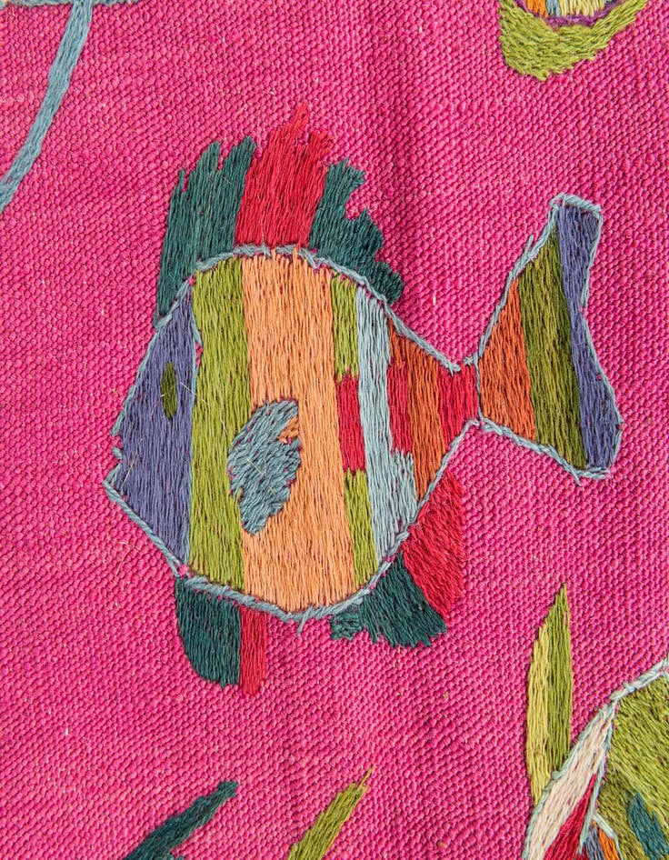 Detail image of  4' 2 x 5' 8  Hand Woven Kilim Suzani Wool Rug