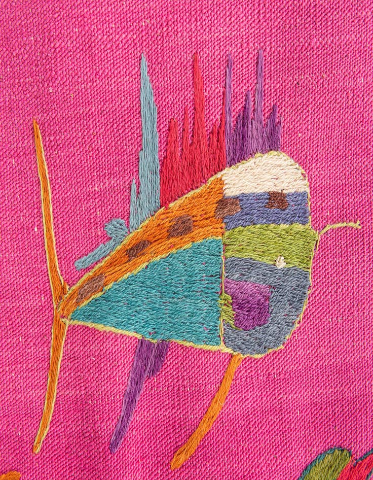 Detail image of  4' 2 x 5' 8  Hand Woven Kilim Suzani Wool Rug