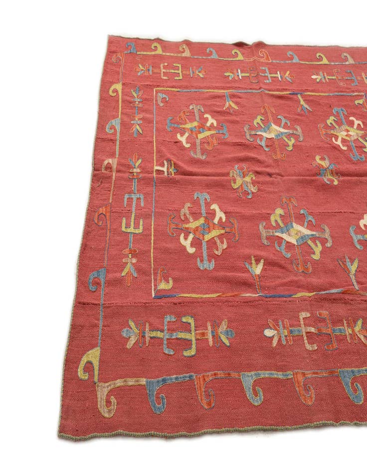 Detail image of  5' 10 x 7'  Hand Woven Kilim Suzani Wool Rug