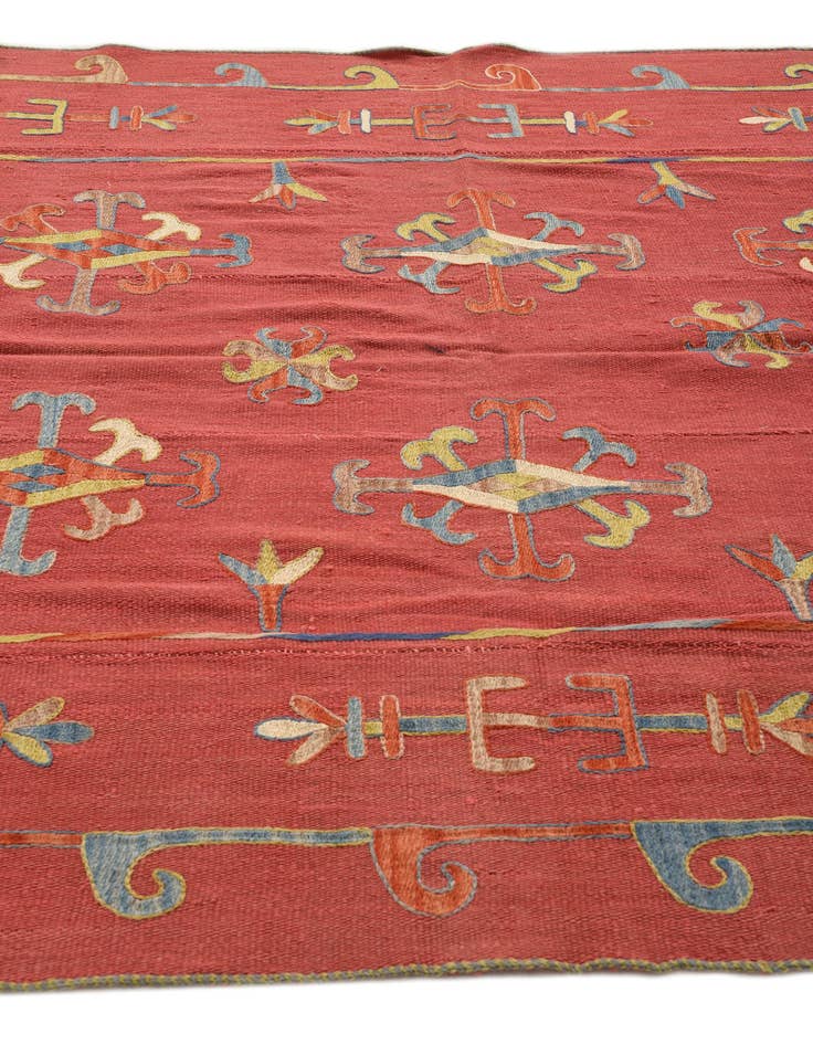 Detail image of  5' 10 x 7'  Hand Woven Kilim Suzani Wool Rug