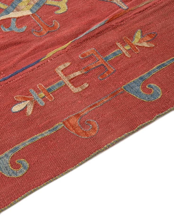 Detail image of  5' 10 x 7'  Hand Woven Kilim Suzani Wool Rug