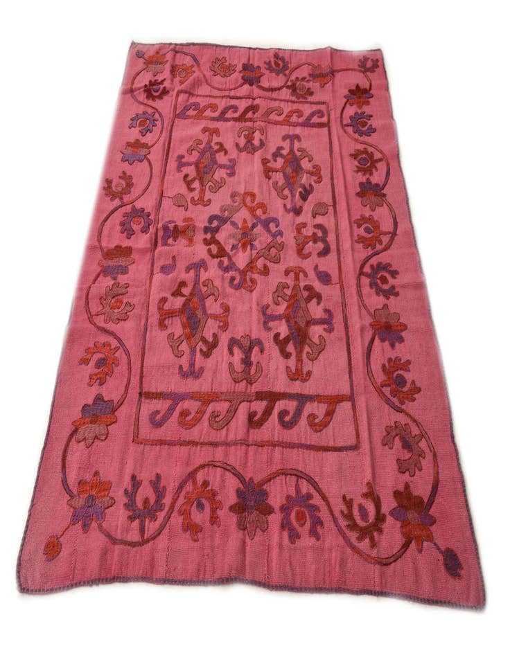 Detail image of  5' x 6' 7  Hand Woven Kilim Suzani Wool Rug