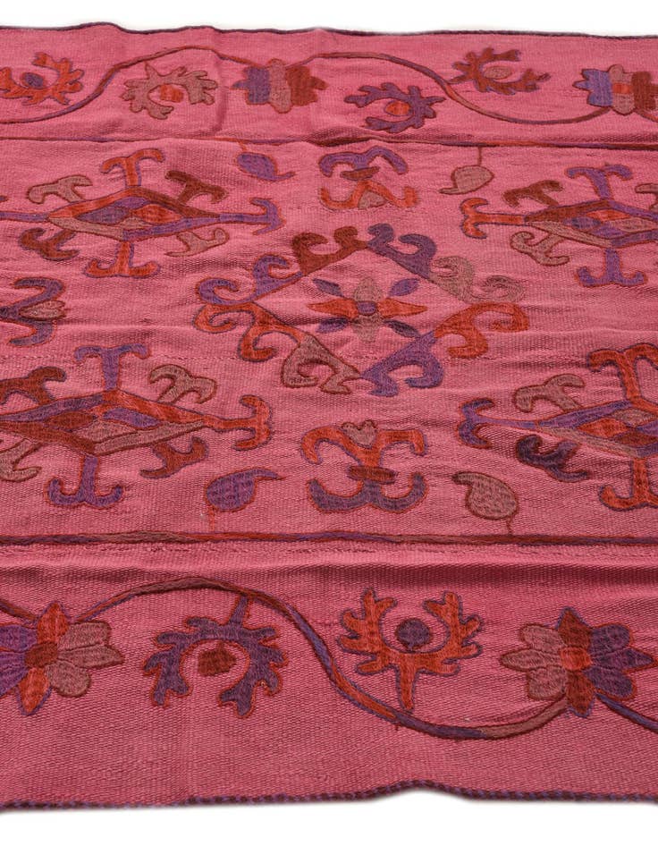 Detail image of  5' x 6' 7  Hand Woven Kilim Suzani Wool Rug