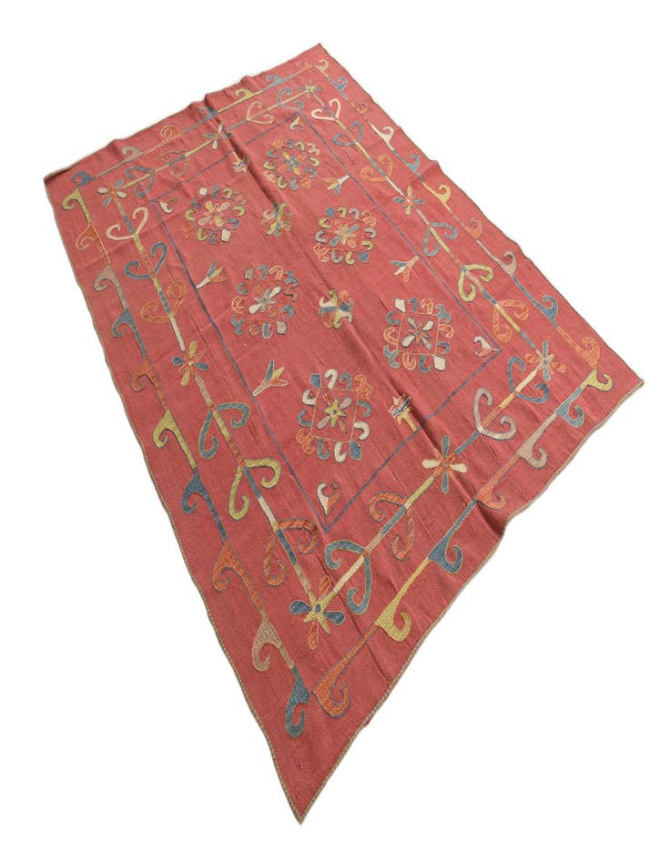 Detail image of  5' 9 x 7' 2  Hand Woven Kilim Suzani Wool Rug