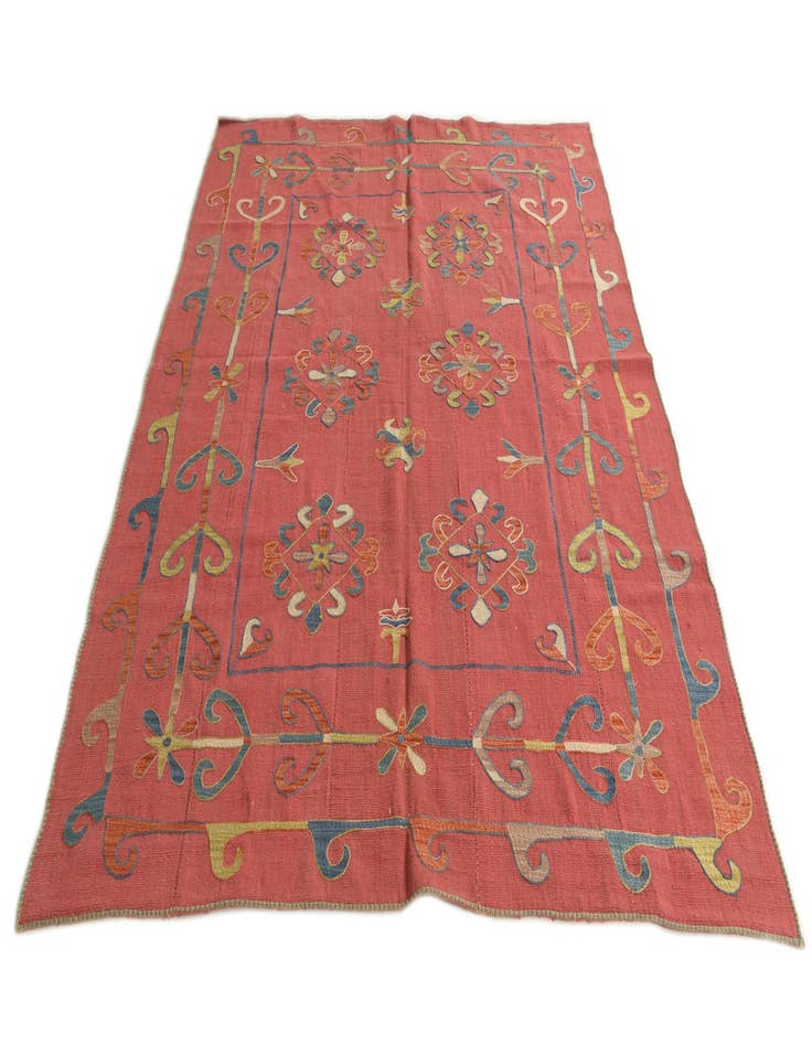 Detail image of  5' 9 x 7' 2  Hand Woven Kilim Suzani Wool Rug