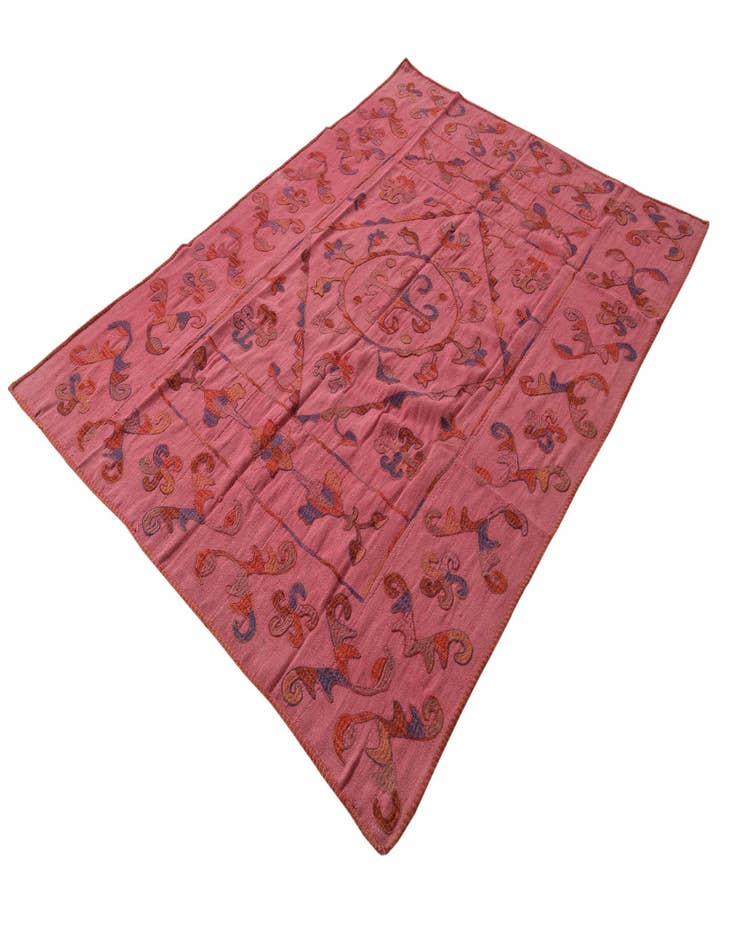 Detail image of  5' 6 x 7' 7  Hand Woven Kilim Suzani Wool Rug