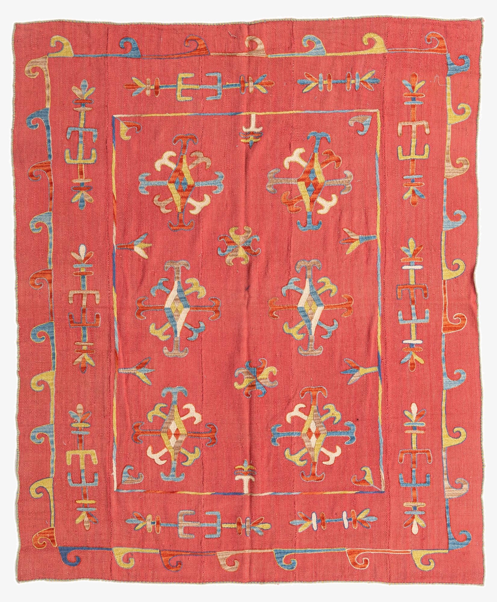  5' 10 x 7'  Hand Woven Kilim Suzani Wool Rug