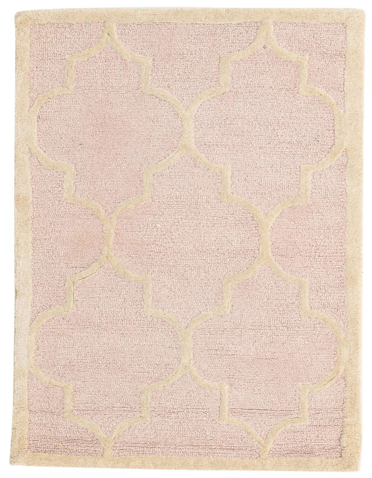 A 3x5 rectangular Luna rug by Rugs.com with a high pile, featuring a rustic modern geometric pattern in pinks and cream.