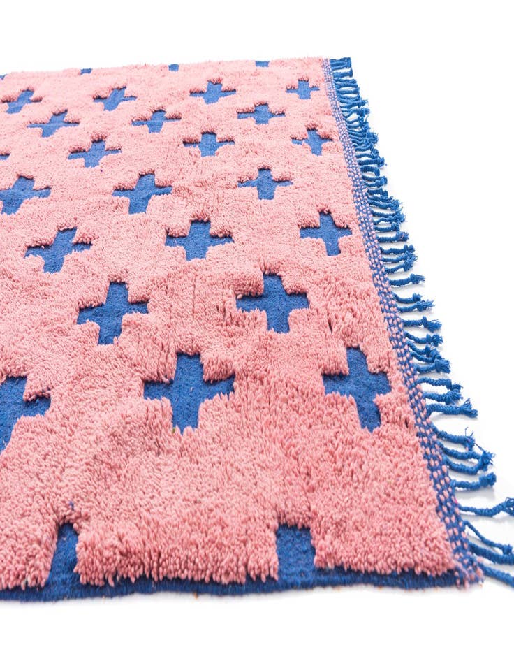 Detail image of  6' 7 x 9'  Hand Knotted Moroccan Wool Rug