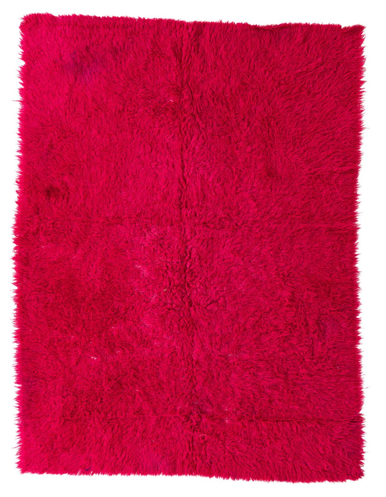 A rectangular 6x9 shag rug in a vibrant fuchsia pink, showcasing its plush, soft texture.