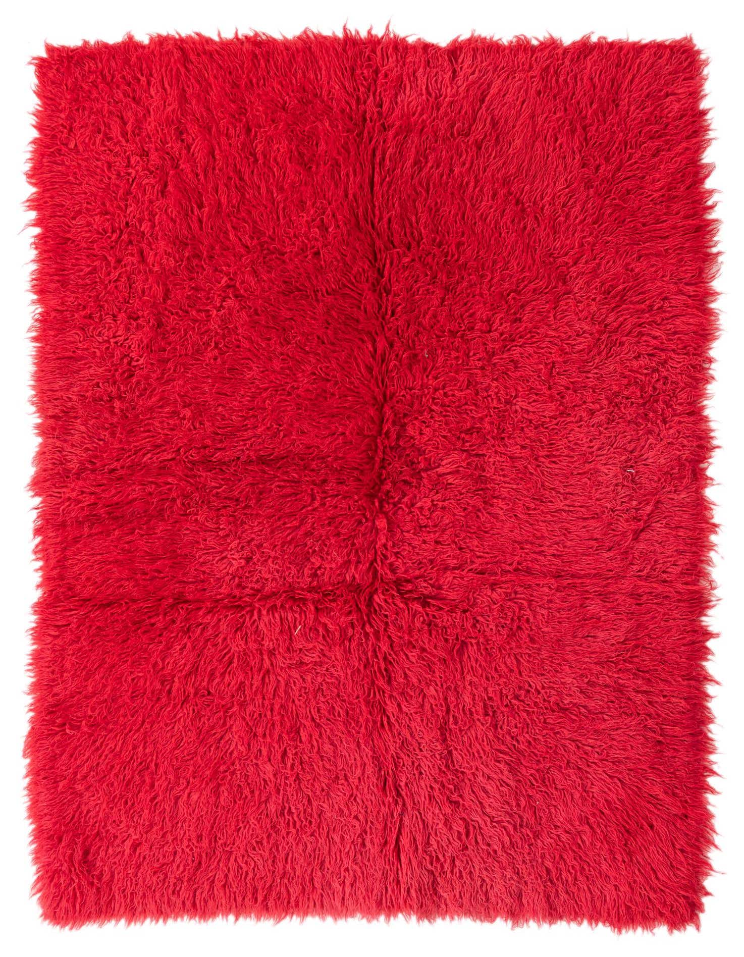 A vibrant 4x6 rectangular pink shag rug with a plush, high pile, perfect for a cozy living room.
