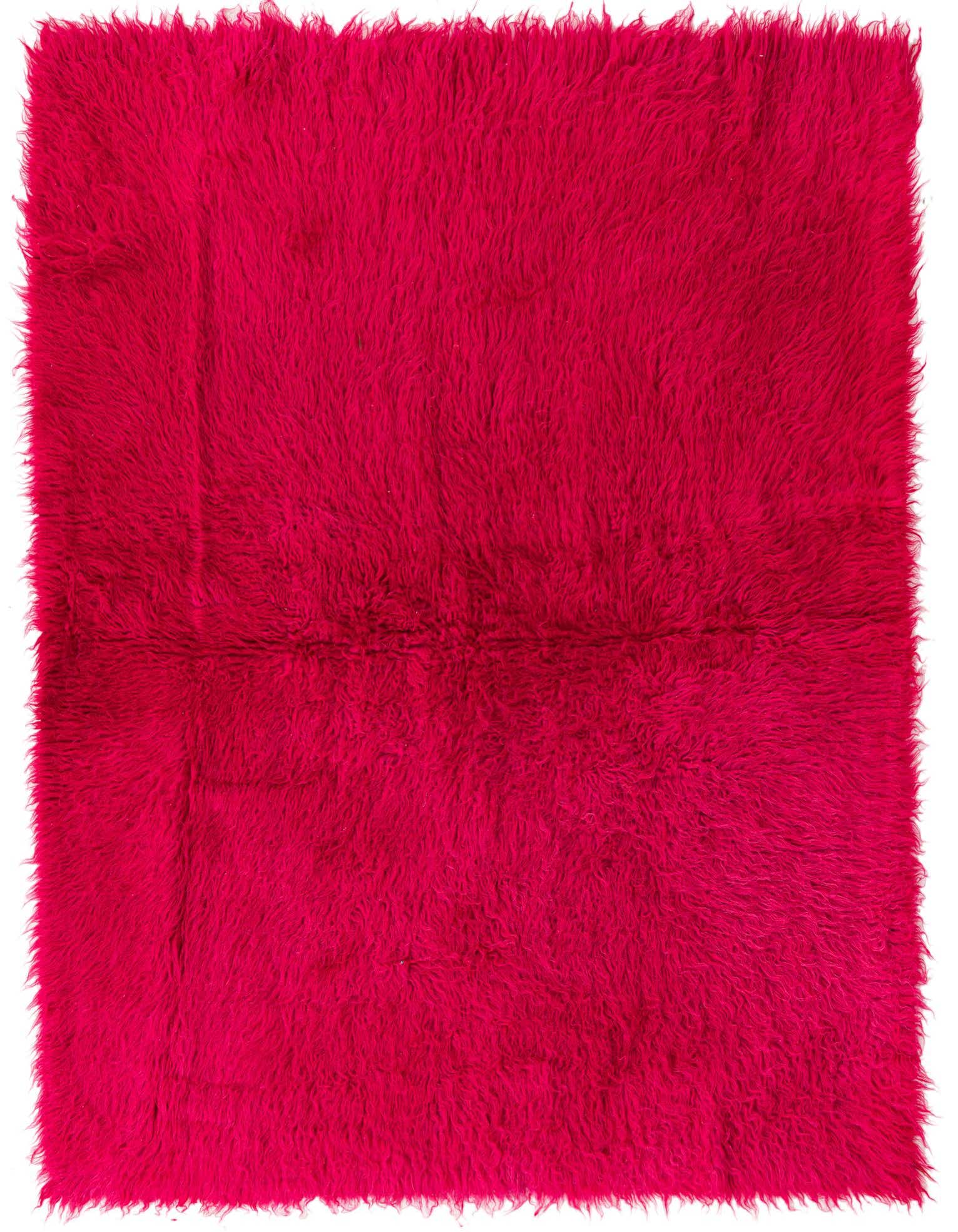 A vibrant 4x6 rectangular shag rug in a deep fuchsia pink, featuring a plush, soft texture.