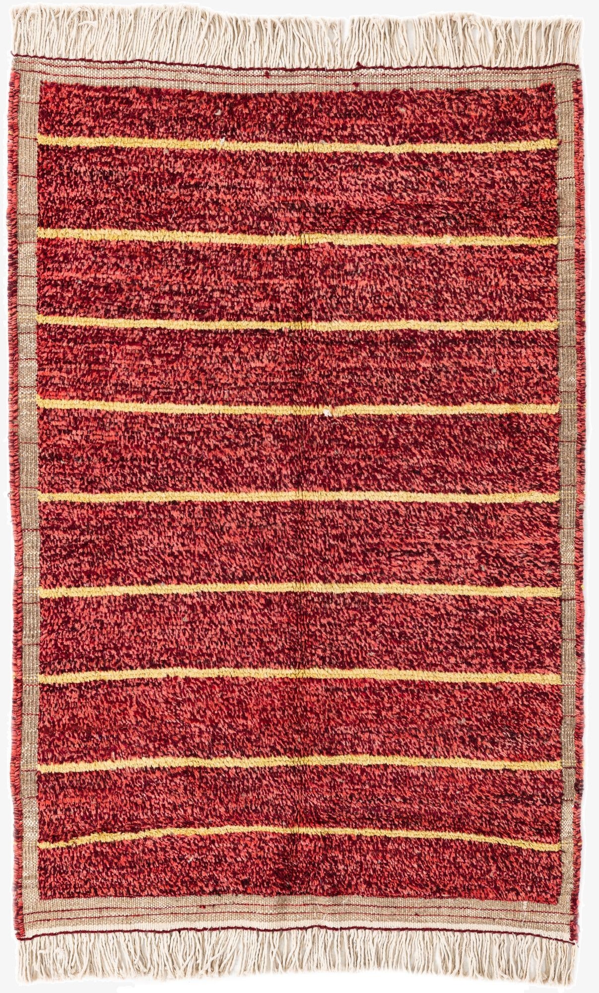  4' 2 x 6' 3  Hand Knotted Moroccan Wool Rug